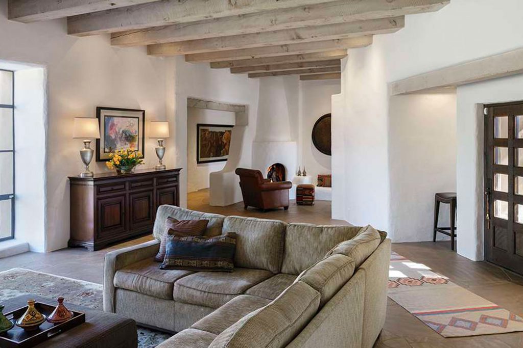 Kiva fireplace plaster walls