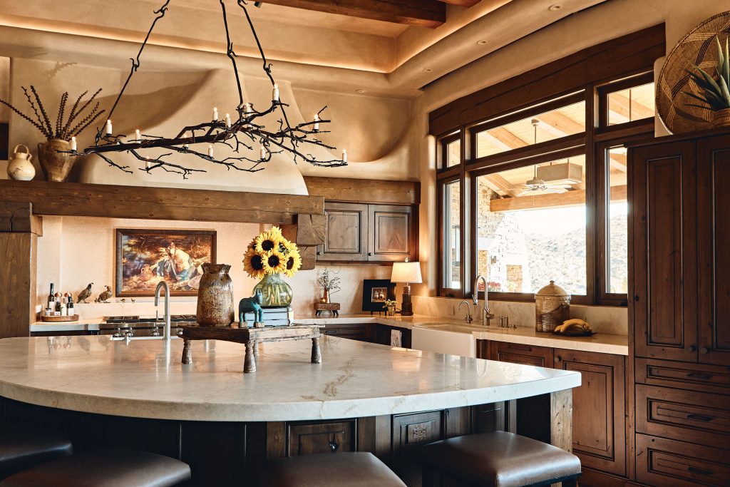 Southwest kitchen with plaster hood